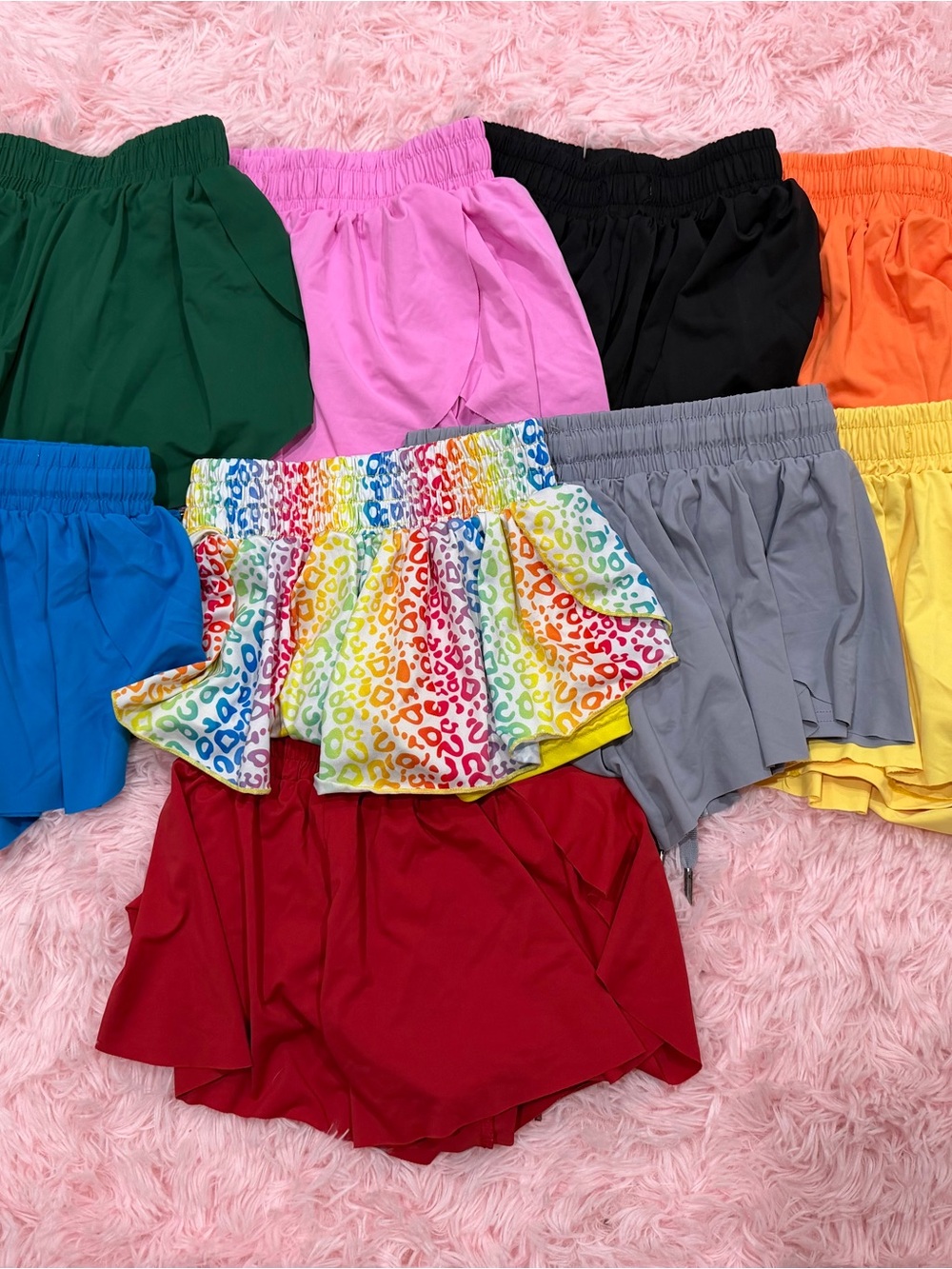 Girls Rainbow Leopard Print Skort with Bright Color Options